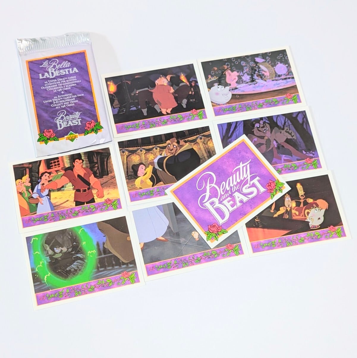 ☆送料無料！☆1992年製 Upper Deck【 DISNEY / ディズニー Beauty and The Beast （美女と野獣） 】VINTAGE トレーディングカード単品 （1パック=9CARDS+1レアカード※入ってない場合もあり）〚アメリカン雑貨 アメトイ〛