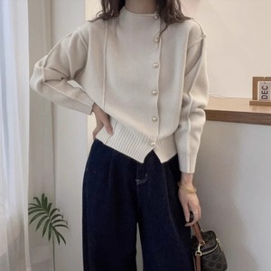 asymmetric round button knit cardigan(4color)＜t3344＞