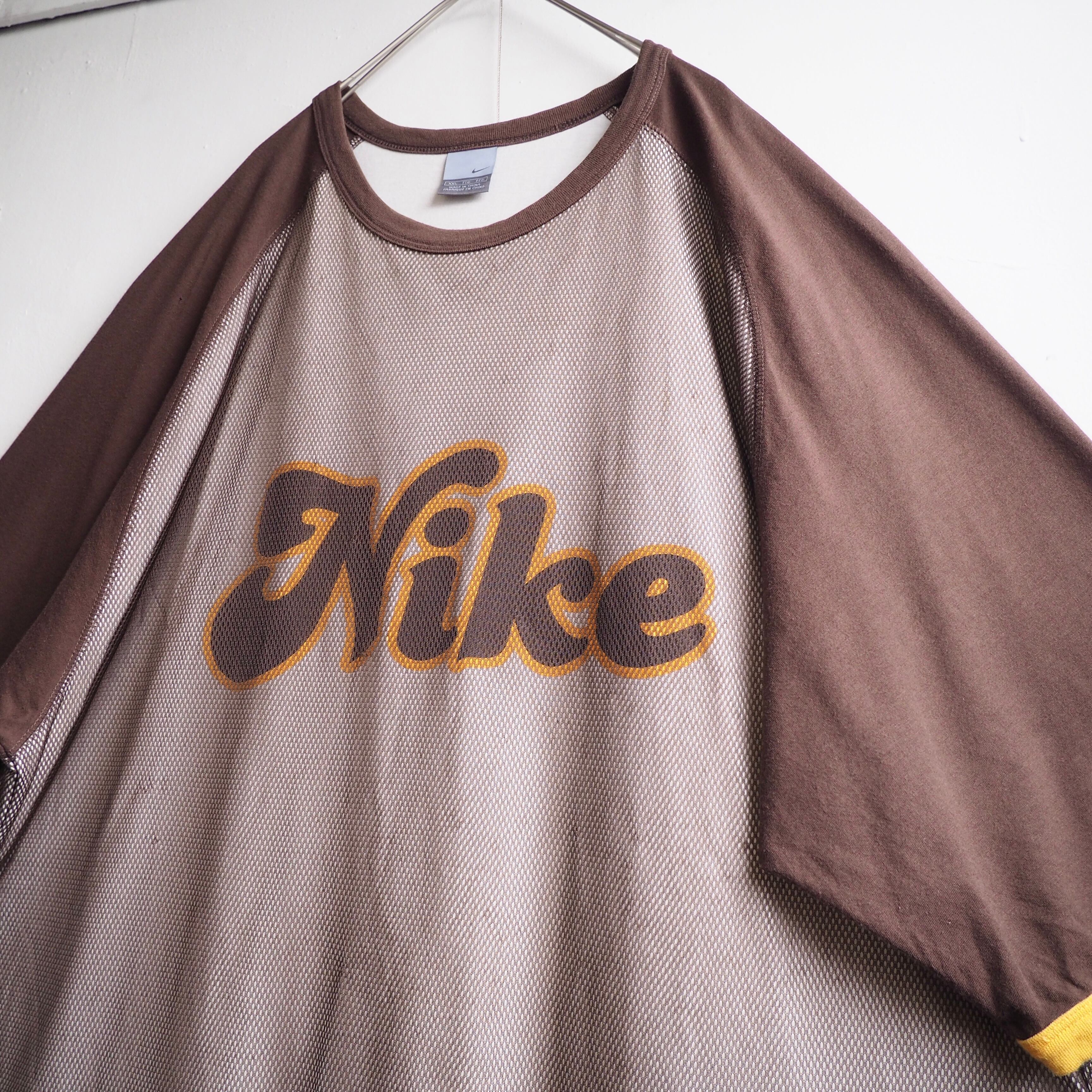 2000s ” NIKE ” Switching mesh Design loose silhouette raglan sleeves Tee