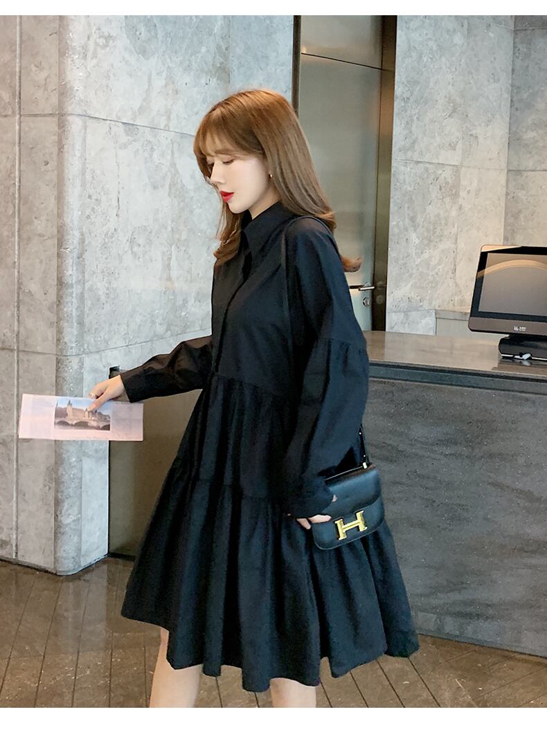 シャツワンピース 春夏 ひざ丈 膝丈 ワンピース レディース ネイビー  