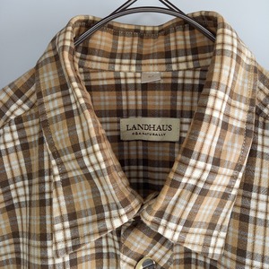 LANDHAUS　チロリアンシャツ　ドイツ古着　チェック　ベージュ　M