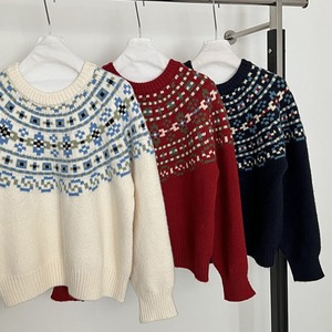 crew-neck jacquard knit　J00372