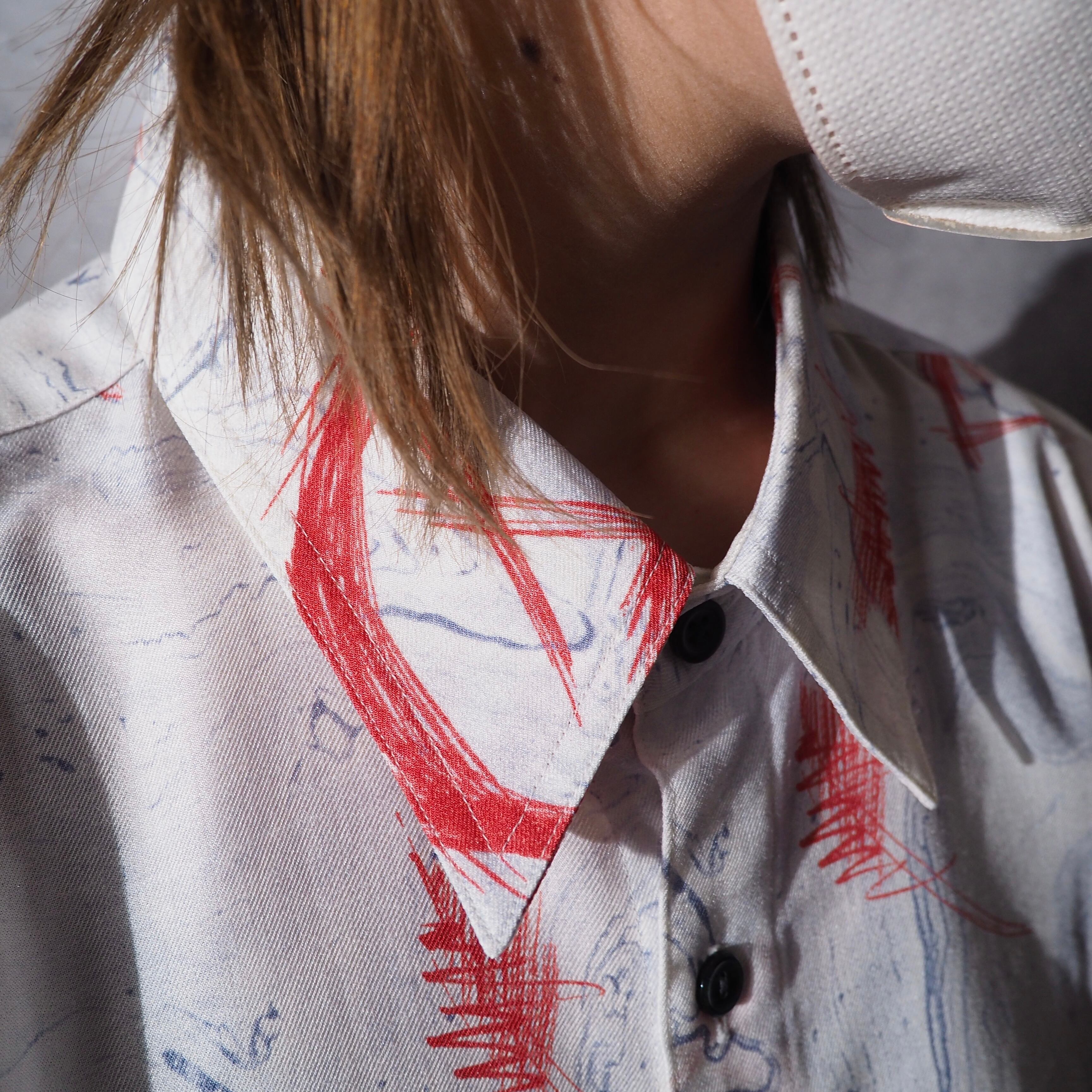 1990s Contemporary art printed box silhouette shirt