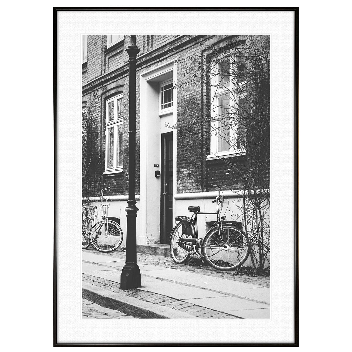 デンマーク写真 コペンハーゲンの自転車 インテリア モノクロアートポスター額装 AS4220