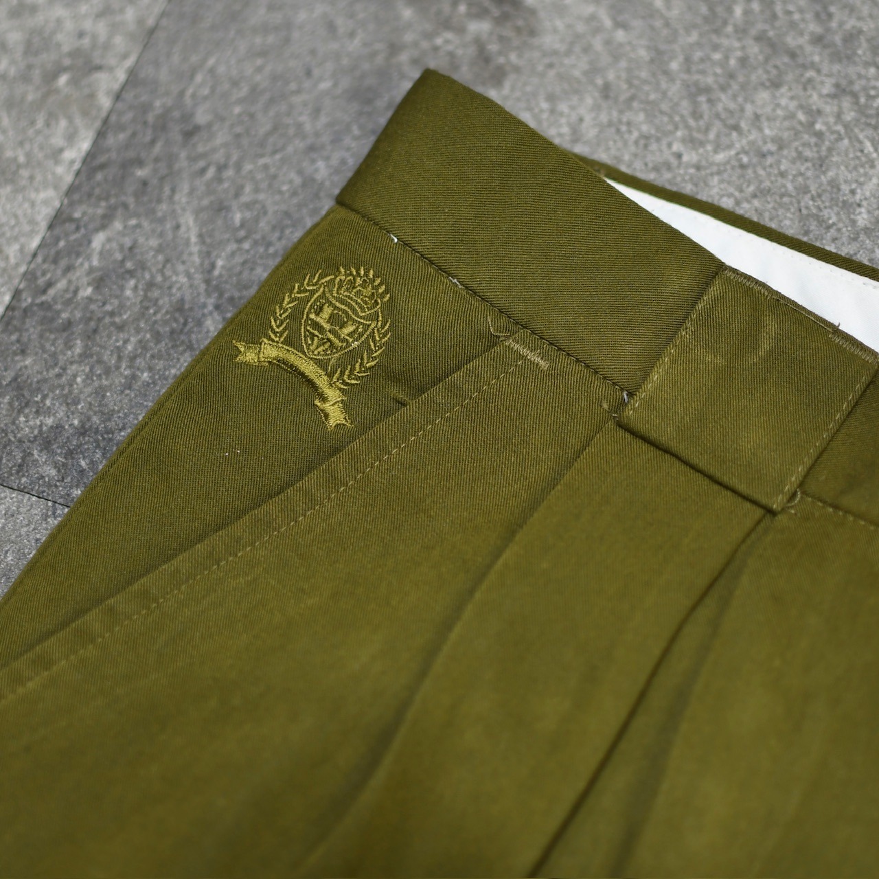 rayon blend khaki tuck slacks