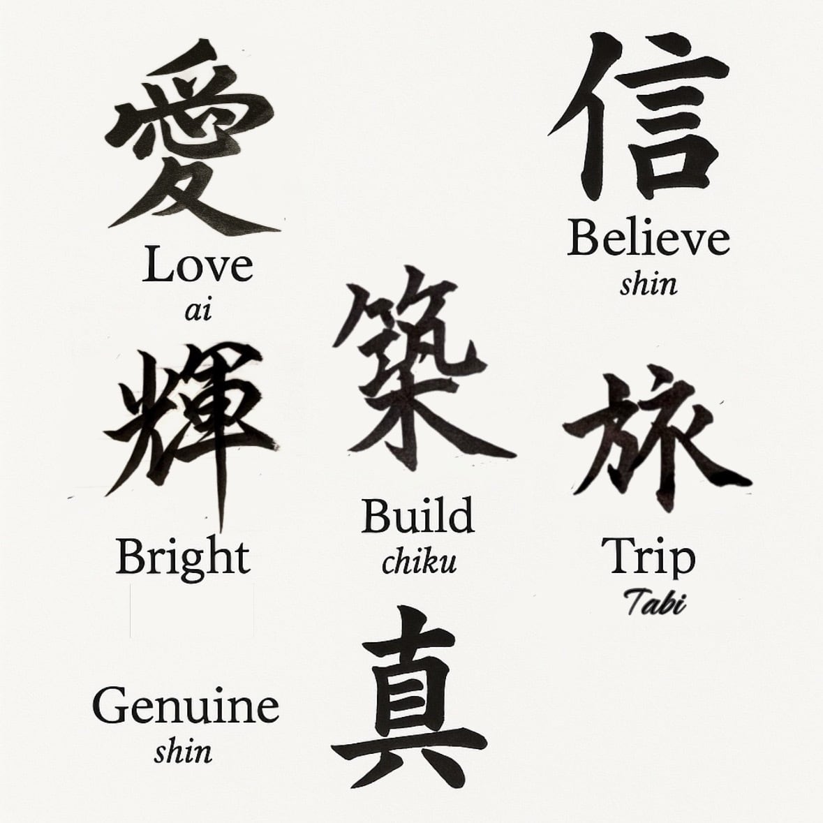 漢字アート書道-デジタル作品(1~3文字）KANJI Art Calligraphy