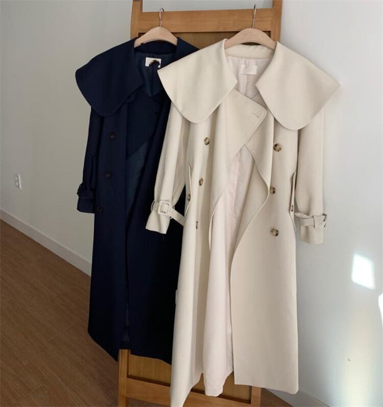 ストレート 無地 ニーハイ 中・長セクション ウィンドブレイカー コート レディース