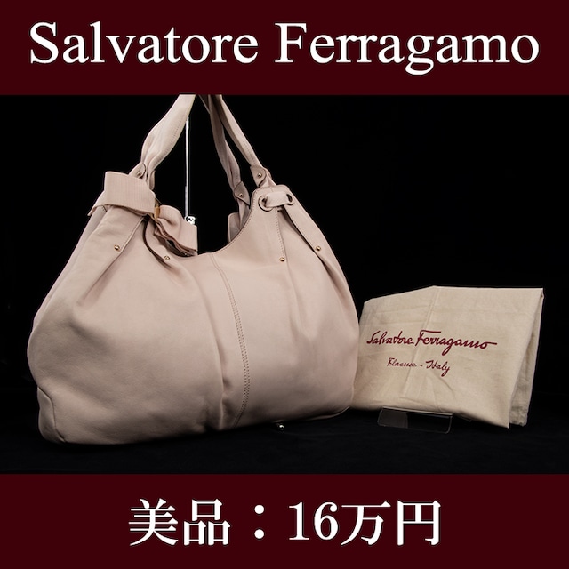 【全額返金保証・送料無料・美品】Ferragamo・フェラガモ・ショルダーバッグ(ヴァラ・人気・綺麗・A4・桃色・ピンク・鞄・バック・I012)