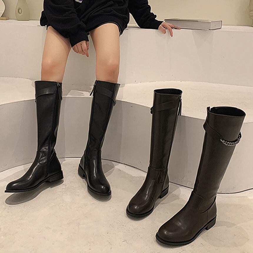 ロングブーツオータムウィンターソリッド カラーレッド 靴 シューズ 秋物 冬物 ソリッドカラー フェイクシューズ49801979240