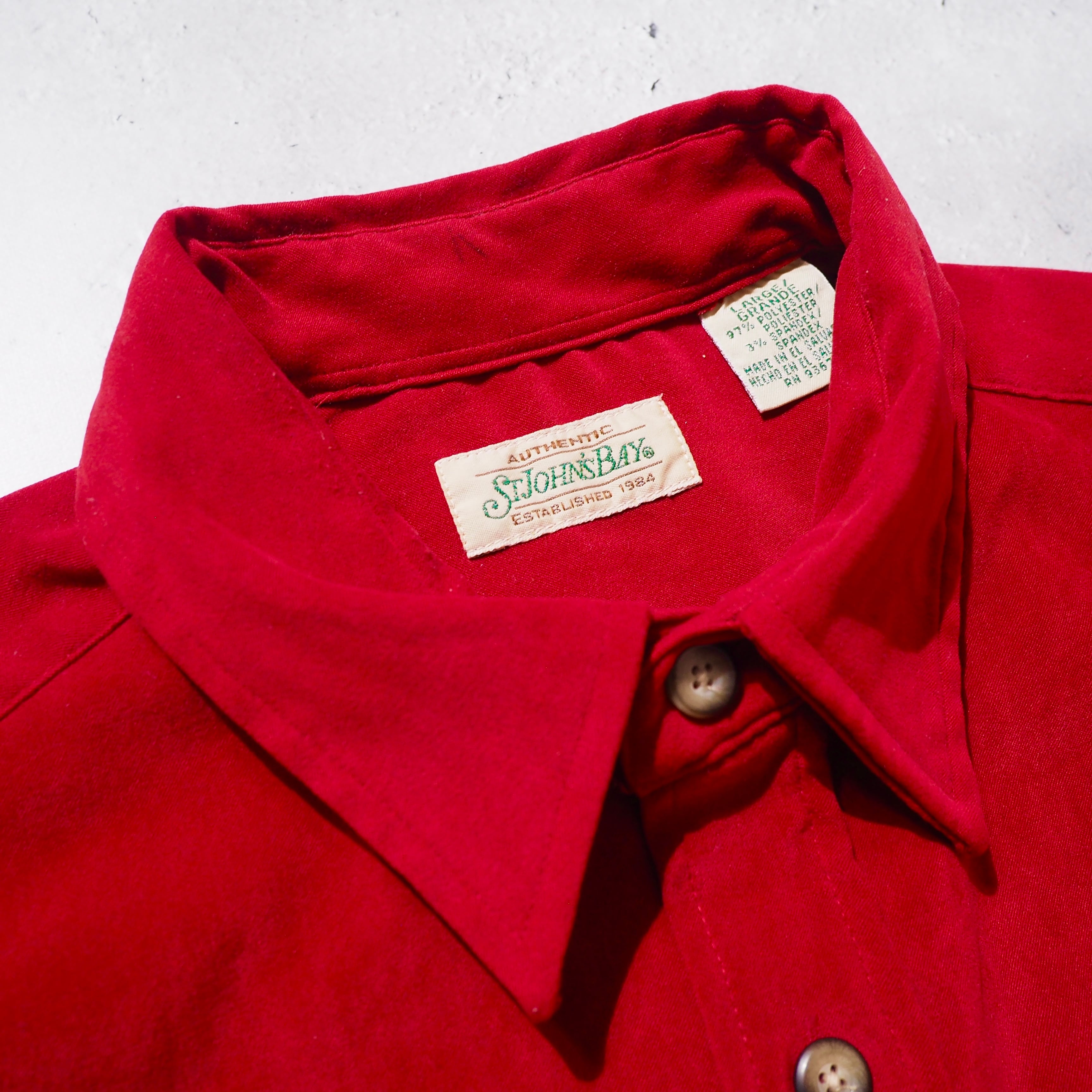 1990s " St. John's Bay " Beautiful Deep Red color vintage Over silhouette shirt