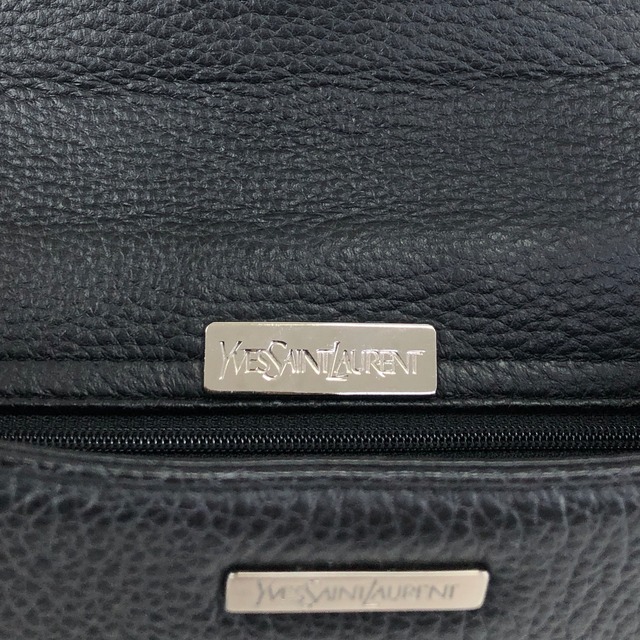 Yves Saint Laurent イヴ・サンローラン ショルダーバッグ ブラック ロゴプレート レザー ワンショルダー vintage ヴィンテージ オールド p2bexr