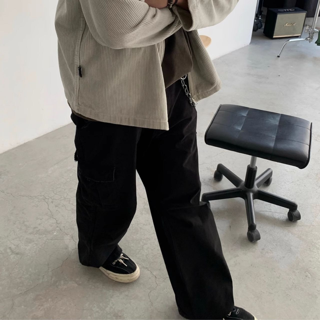 ウォッシュド＆ダメージ加工ヴィンテージ調ユニセックスワークパンツ　1198