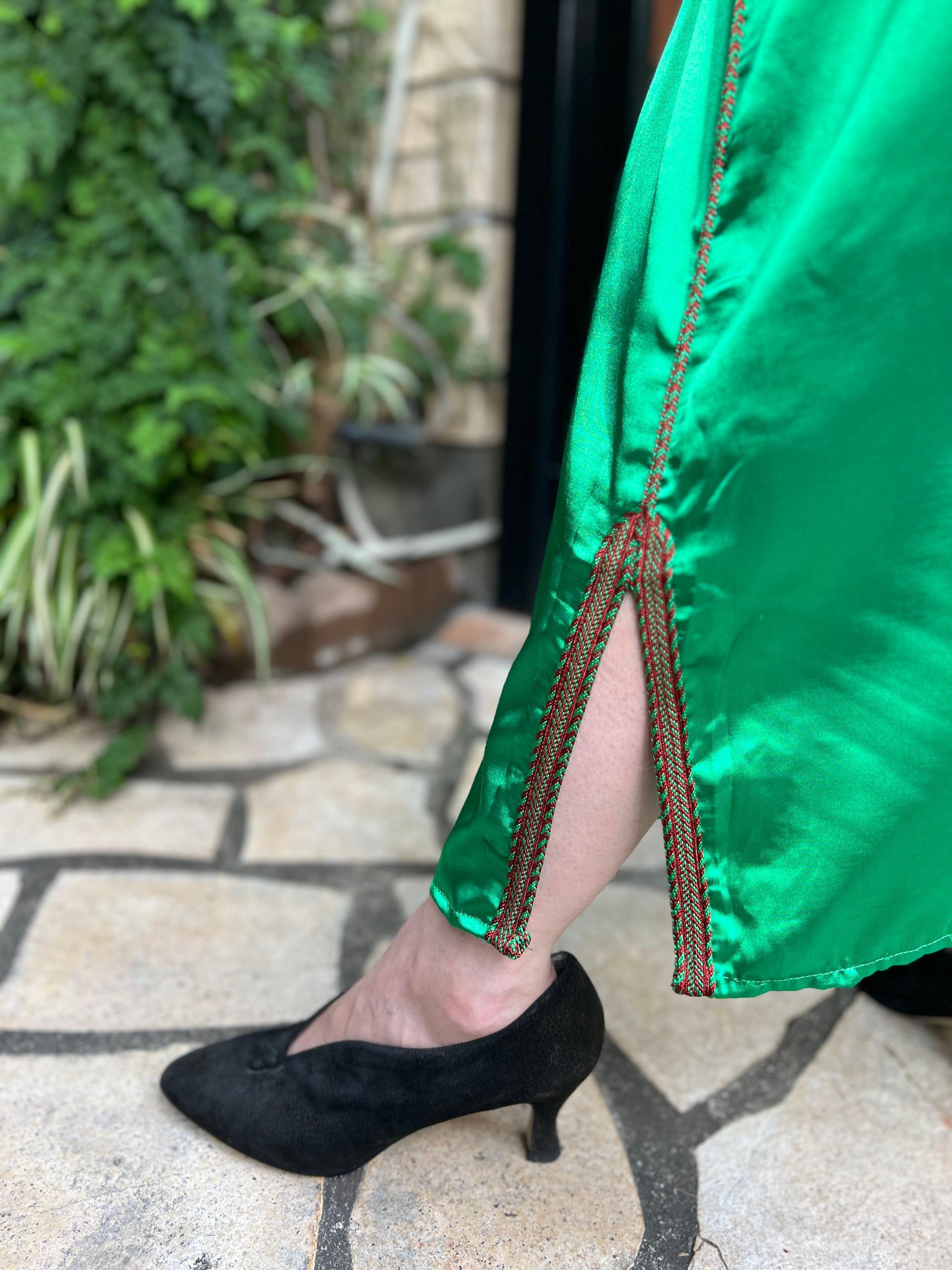 Vintage moroccan matalic green dress ( ヴィンテージ モロッコ