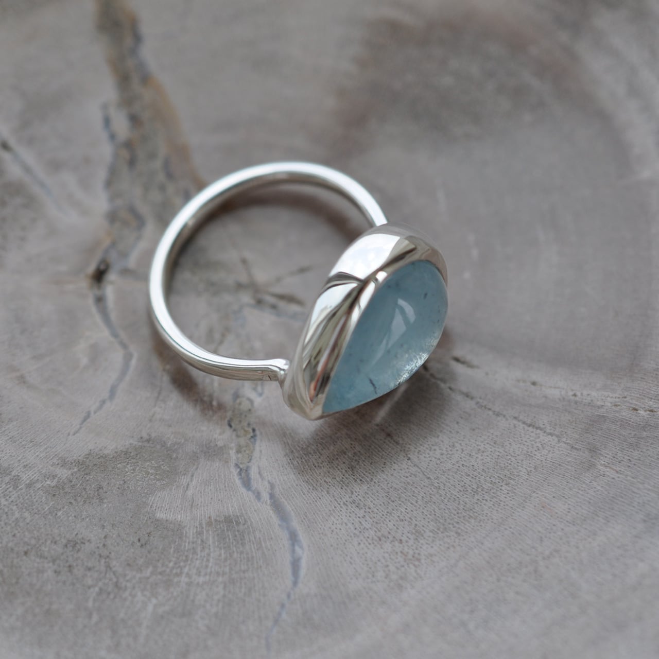 Aquamarine Teardrop Bezel Setting ring アクアマリン ティアドロップ