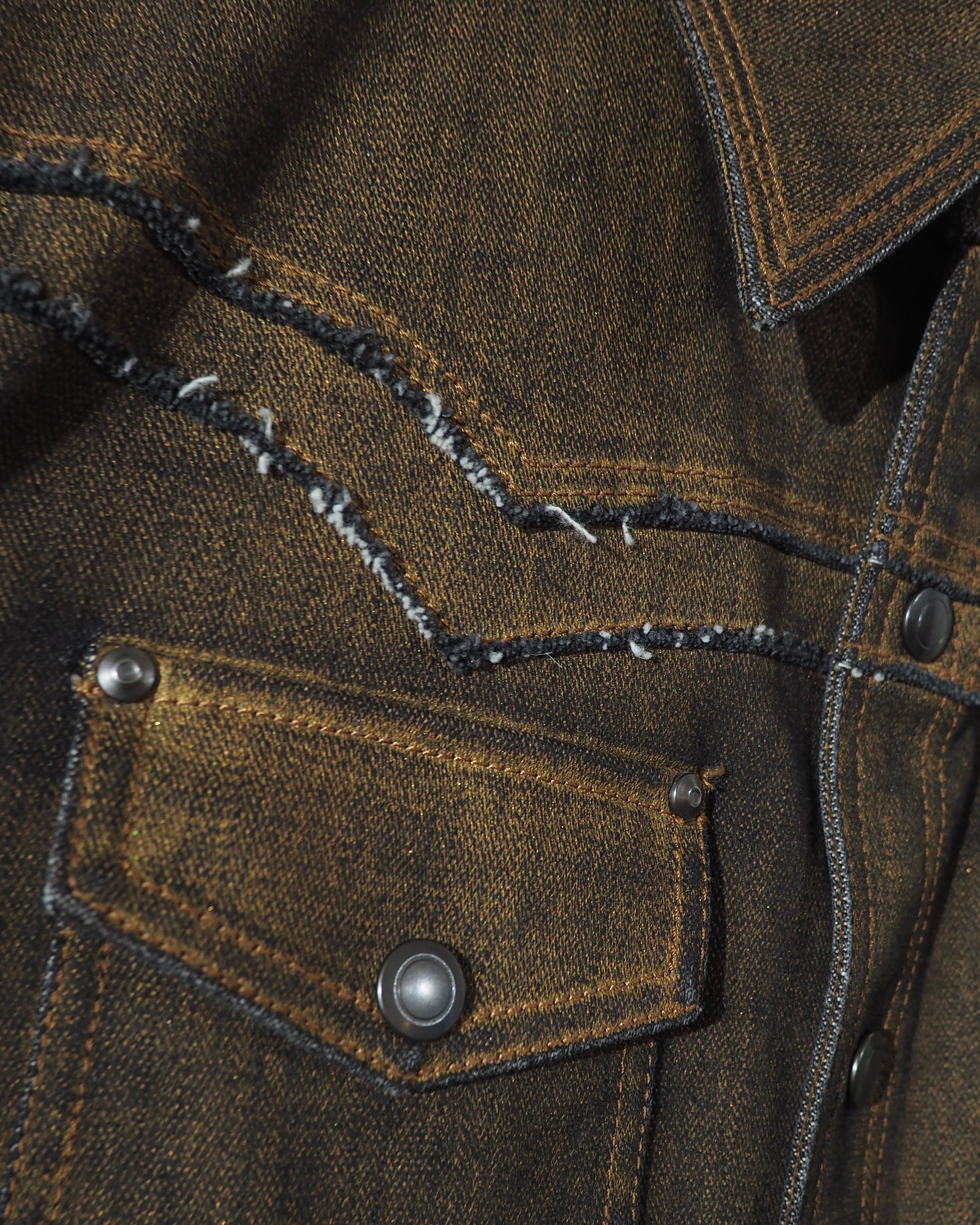 " ELLE HOMME " Beautiful Coating Processing × Western Details Denim Trucker Jacket