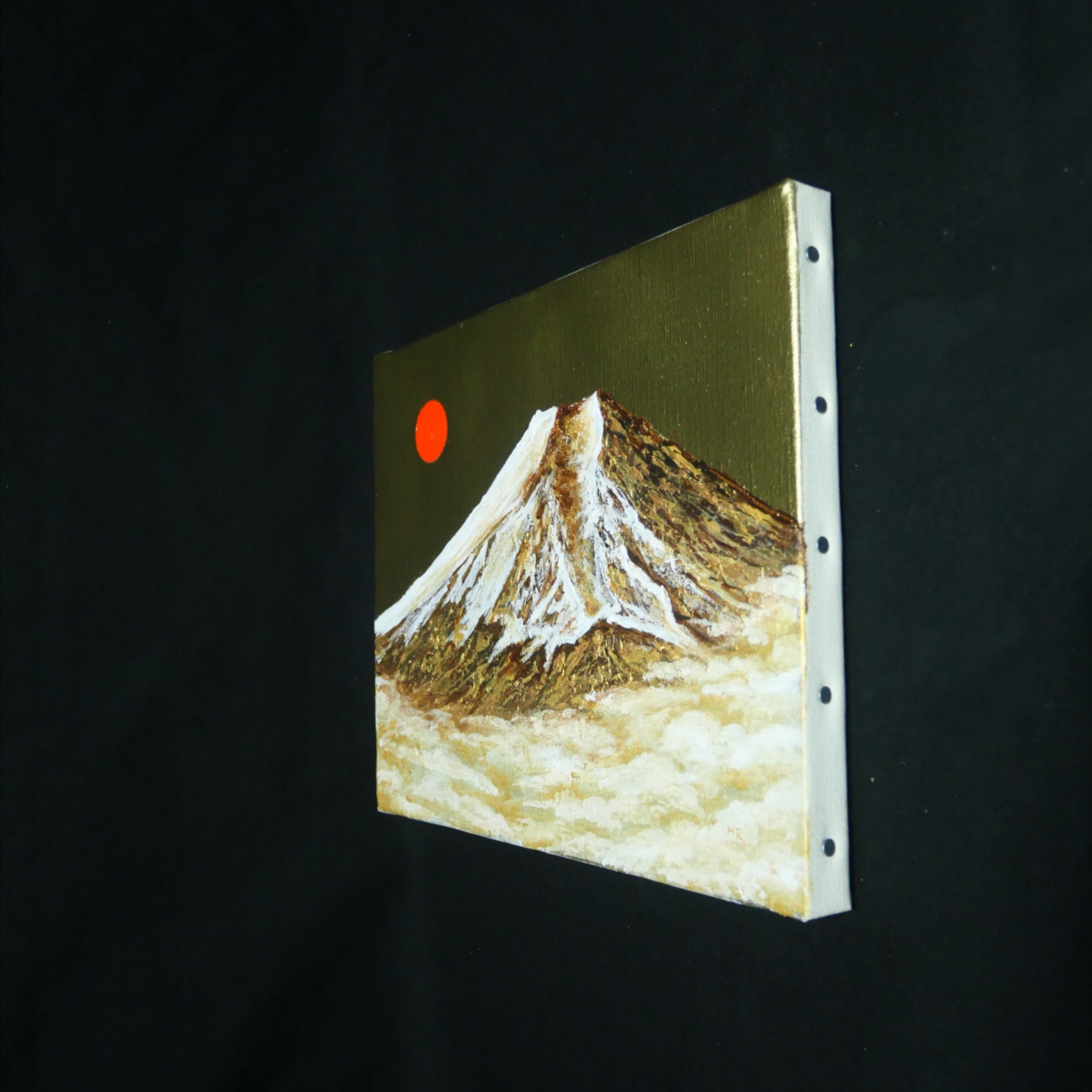 一点物 油彩画【旭日黄金富士】F3号 原画 富士山インテリア | HIROSHI1990