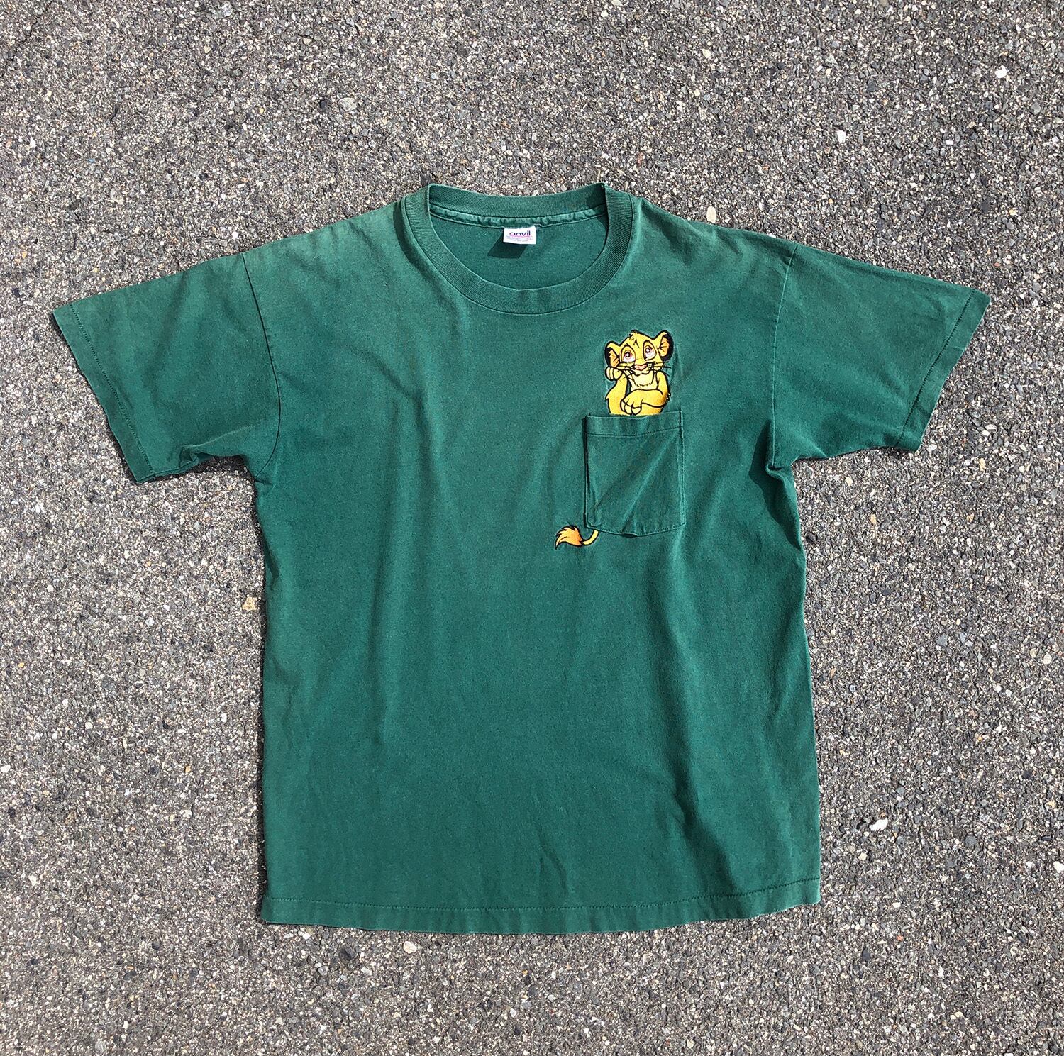 ピンク 胸ポケット ディズニー ミッキー USA古着 90s 半袖 Tシャツ