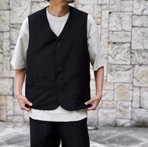 EVAN KINORI(エヴァン キノリ) / Welt Pocket Vest Tropical Wool/Linen Canvas  -black-