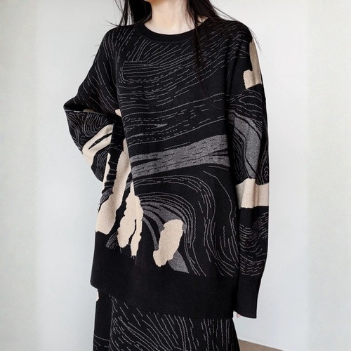 Abstract pattern knit set up C1640