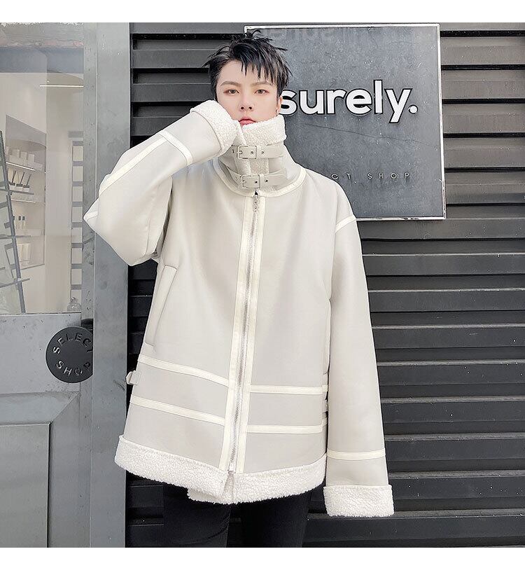 送料無料】KOREA x 原宿 ウィンターカラーベルベットレザージャケット