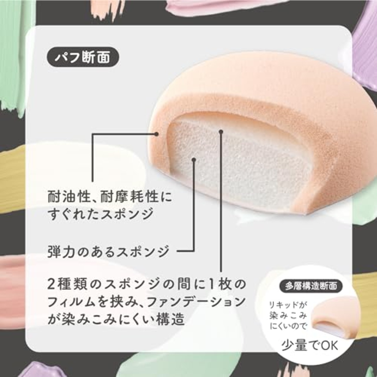 貝印 KAI クッションファンデ用パフ ファンデーションが染みこみにくいパフ 多層構造 パウダー リキッド 自然な仕上がり 000KQ3276 ベージュ