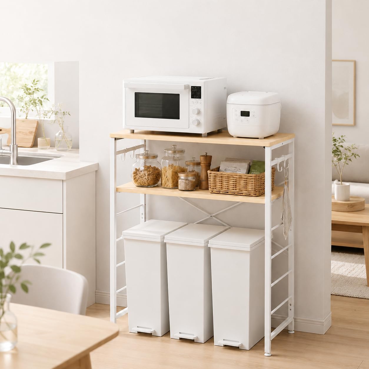 YDH ゴミ箱上ラック 幅80×奥行40×高さ100cm キッチンラック 5段可動棚