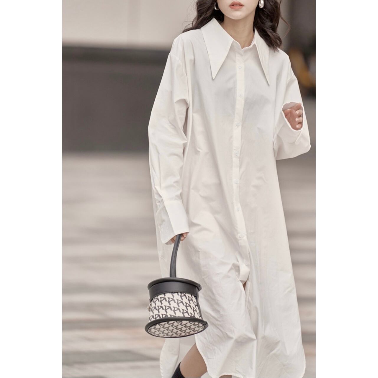 オーバーサイズシャツワンピース