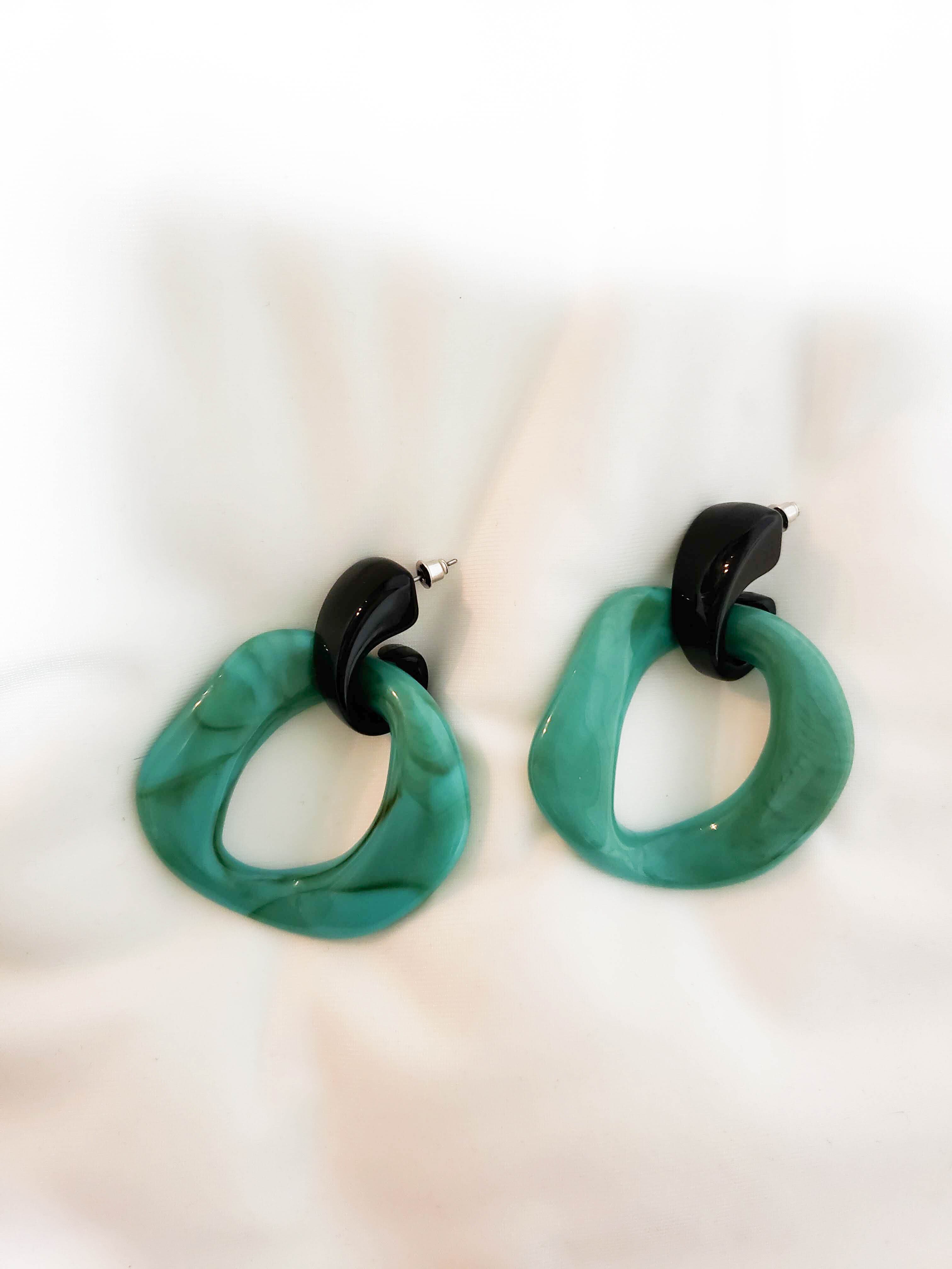 幾何学模様 ドロップピアス イヤリング 大振り ターコイズ 個性派 アクセサリー