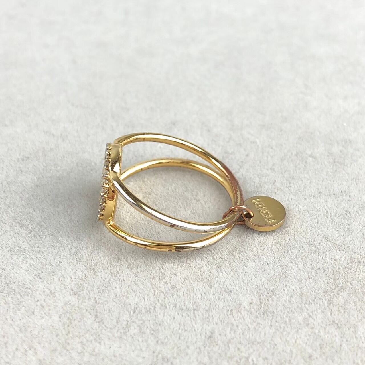 中古】フェンディ FENDI エフイズ ラインストーン リング 指輪