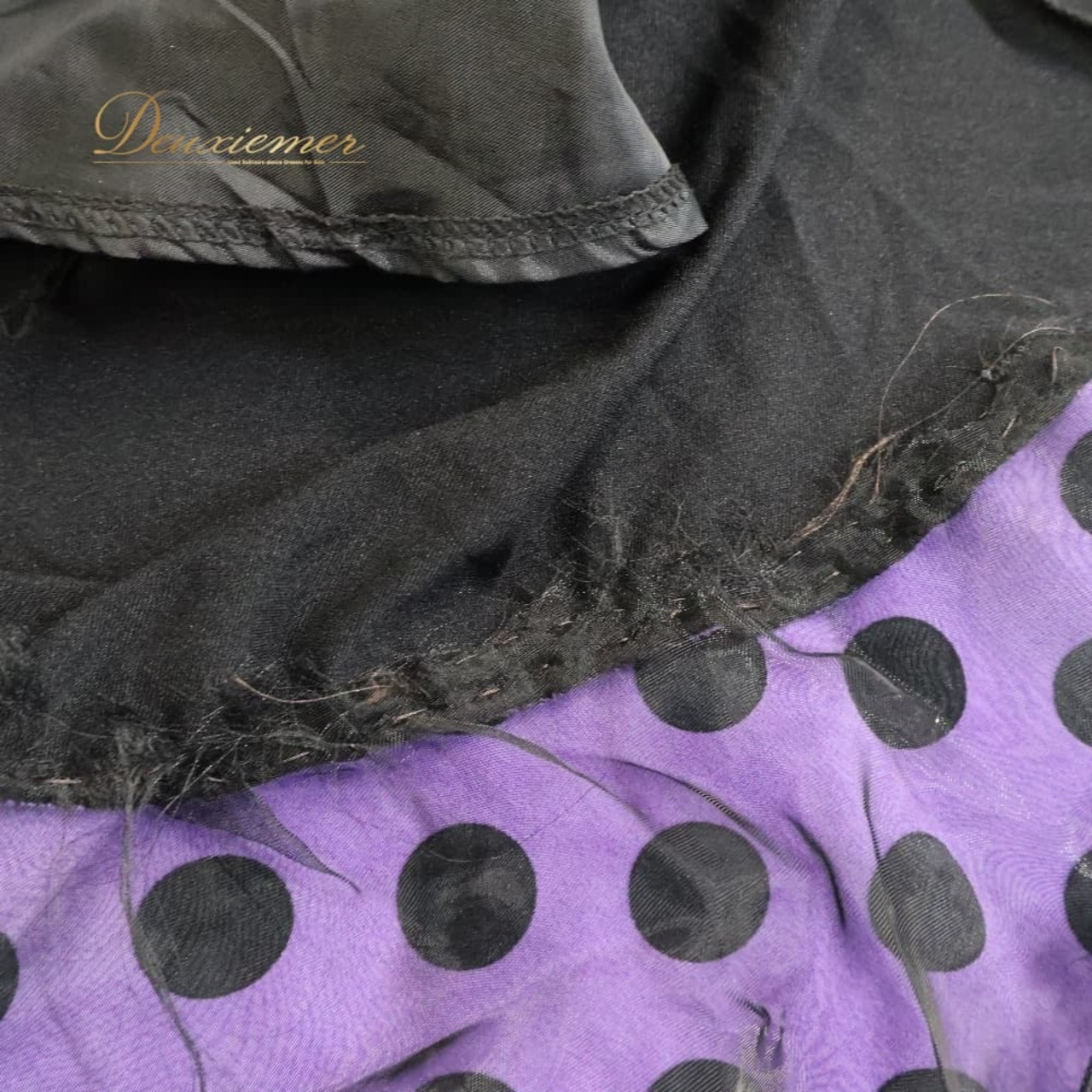 フラメンコ 衣装 ファルダ スカート ブラック系 パープル系 黒 紫 プリマブティック prima boutique ボランテ フリル 水玉 ドット レッスン 練習着 ダンス パーティ 発表会 レディース 練習用 レッスン用 発表会用 ダンス衣装 舞台衣装 水玉柄 かわいい