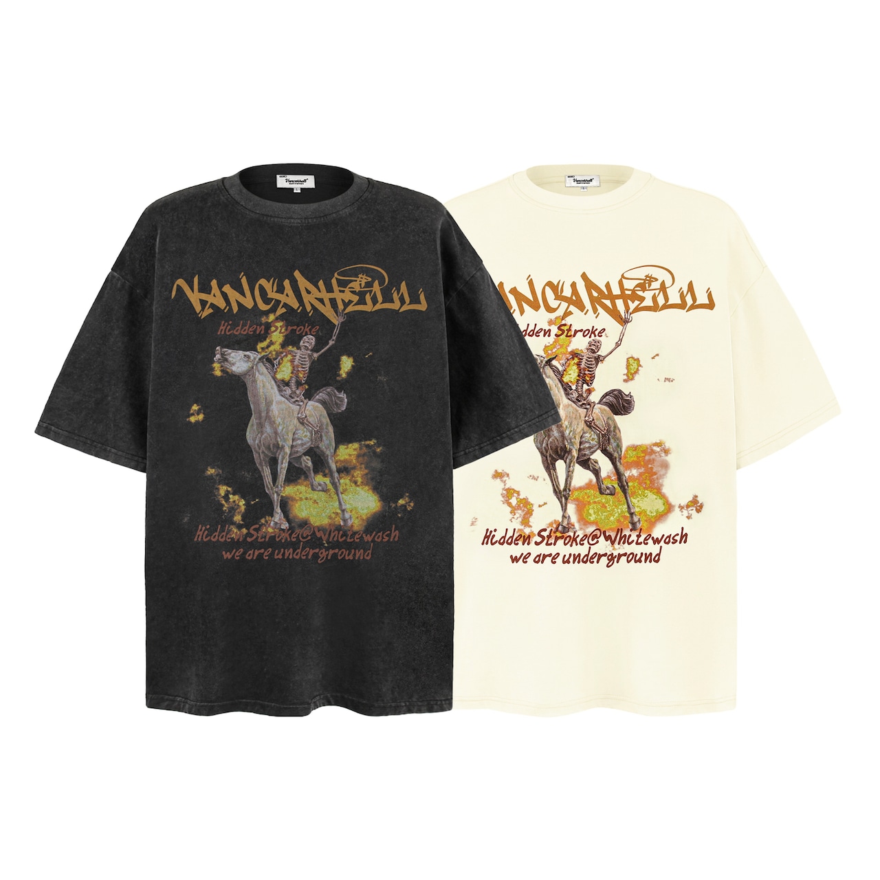 VINTAGE ストリート 炎の髑髏の騎士 Tシャツ T1543