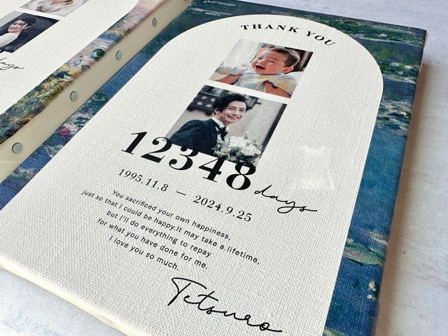 《 6種展開 》選べるモネの名画デザイン　子育て感謝状｜キャンバス｜結婚式の両親贈呈品に