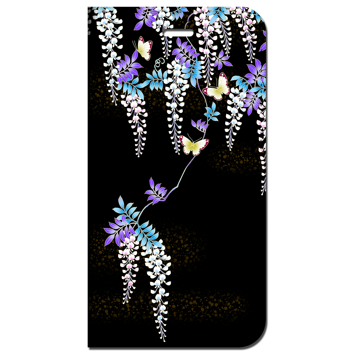 iPhone対応 スマホ 手帳型ケース 藤の花と蝶 花 自然 フラワー 【iPhone17 / iPhone16 / iPhone16e / iPhoneSE 他 iPhone各機種対応】 st66