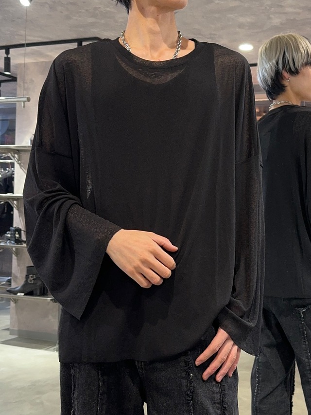 【ALUDE SELECT】Sheer sleeve shirt(2color)
