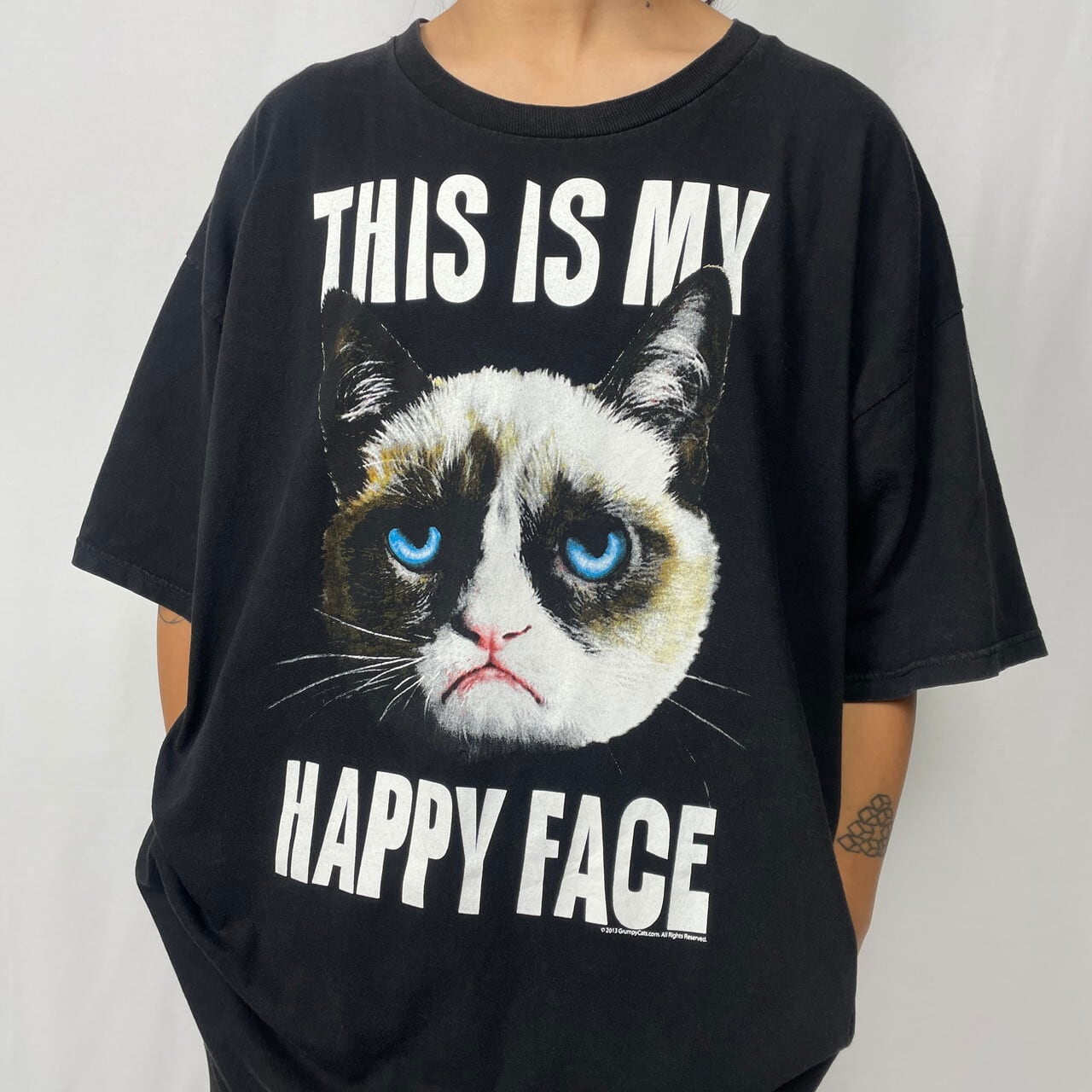ビッグサイズ GRUMPY CAT 猫 アニマル プリントTシャツ メンズ2XL 古着