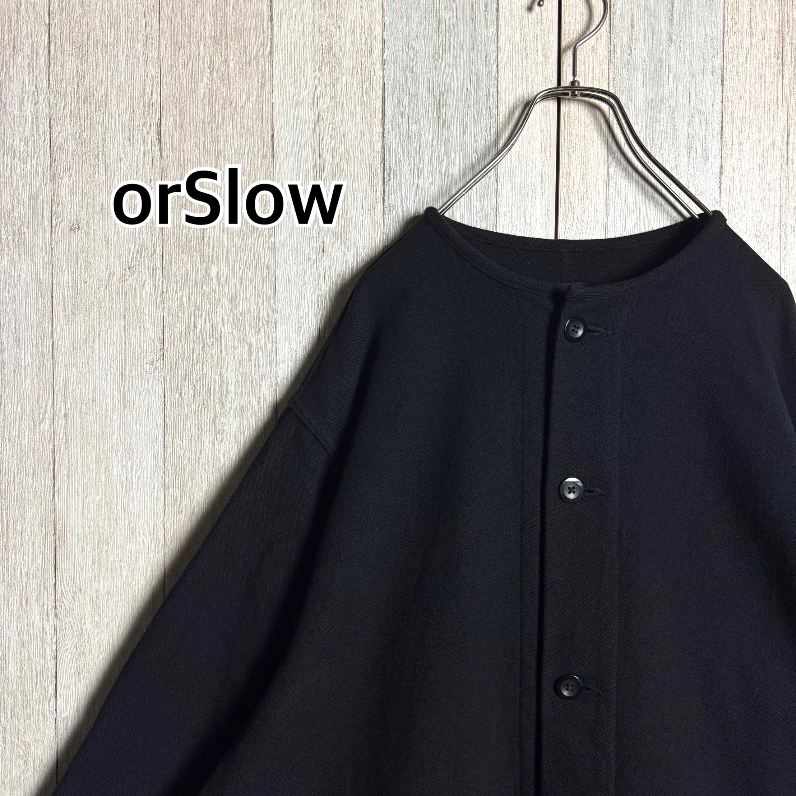 orSlow オアスロウ ノーカラーウールコート フィッシュテール ブラック 日本製 orSlow オアスロウ ノーカラー ウールコート フィッシュテール