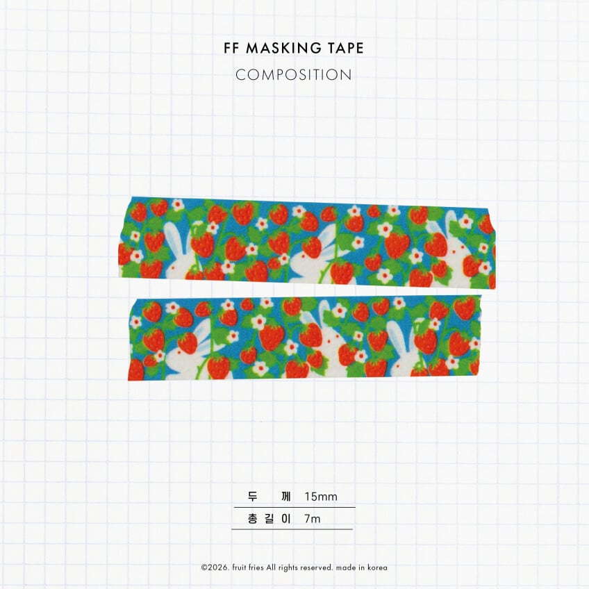 Strawberry vines 海外マステ 切り売り fruit fries】マスキングテープ Strawberry Peekaboo | 韓国文具・雑貨