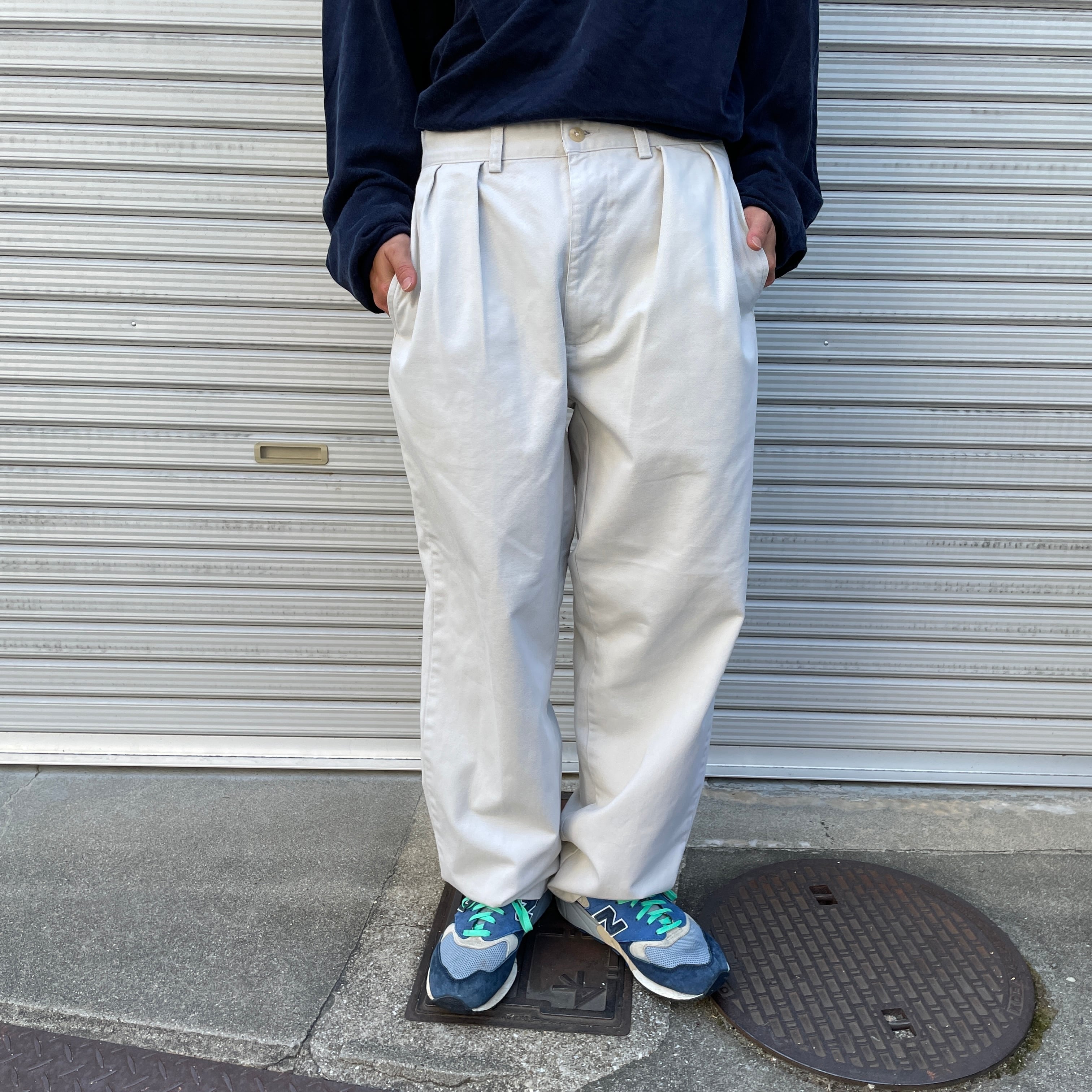 送料無料』90s Ralph Lauren ラルフローレン タック入りチノパンツ W32