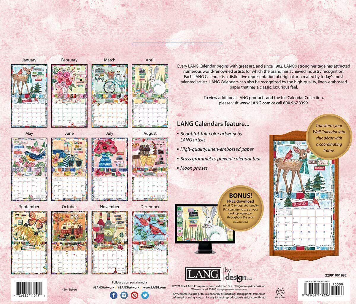 300円 春の新作続々 Lang 令和4年暦 Happy Life Lori Siebert インテリア