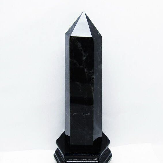 1.5Kg モリオン 黒水晶 六角柱 台座付属 一点物 152-4059