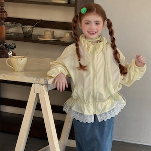 春レース裾イエロージャケット