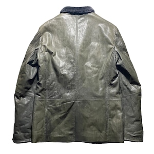 ARMANI COLLEZIONI mouton switching wrinkle leather tailored jacket