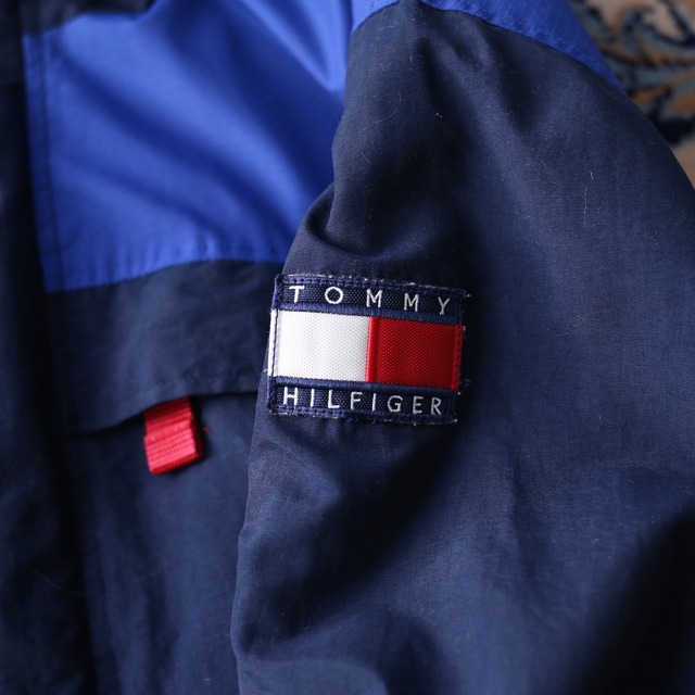 "tommy hilfiger" multi collar switching over size full-zip nylon jacket