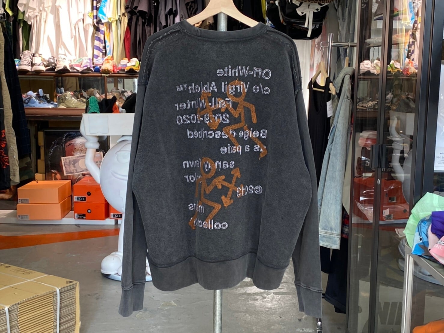 OFF-WHITE PICTOGRAM INCOMPIUTO CREWNECK CHARCOAL