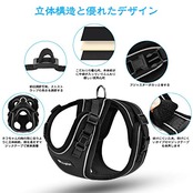 猫 猫用 ハーネス 胴輪 猫具 ねこ ネコ 子猫 子犬 小型犬 散歩 お出かけ 抜けない ベスト ソフト胸あて 軽量 頭を通さずマジックテープで装着 サイズ調節可 夜反射 通気メッシュ (XSサイズ (x 1), ブラック)