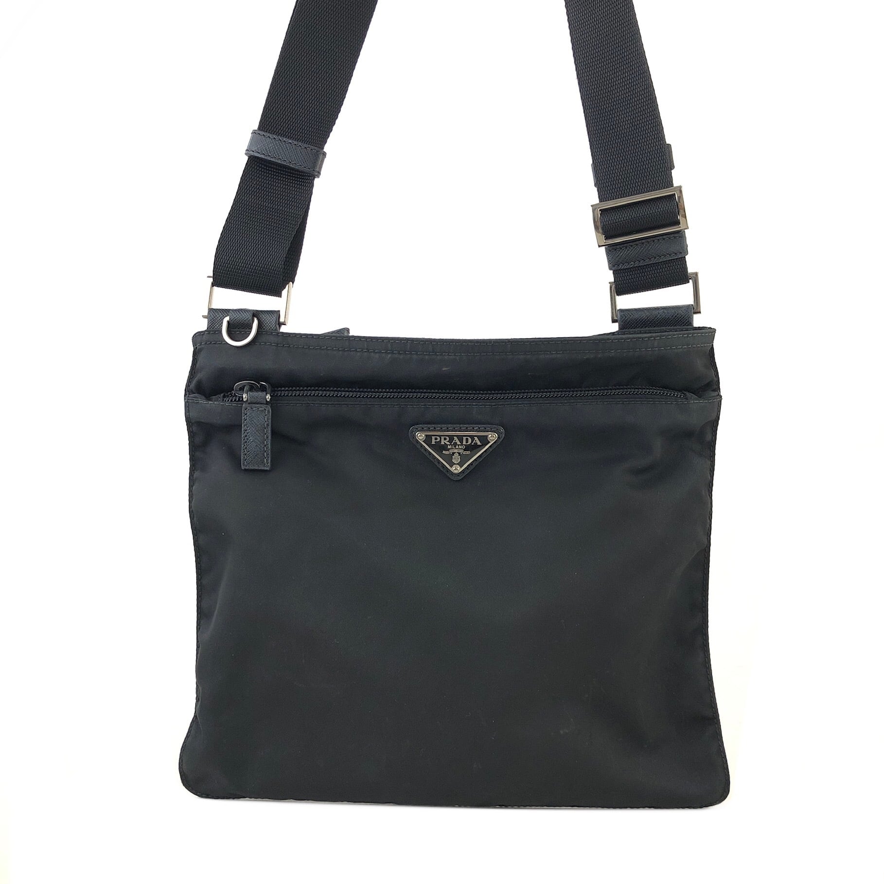 PRADA プラダ トライアングルロゴ ナイロン サフィアーノレザー