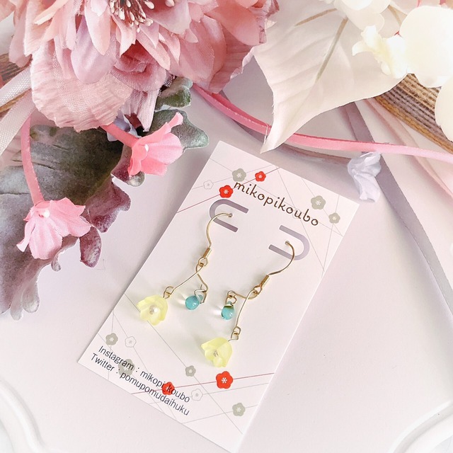 7384　No.3　フェミニンお花モチーフフラワーフックタイプ【mikopikoubo】