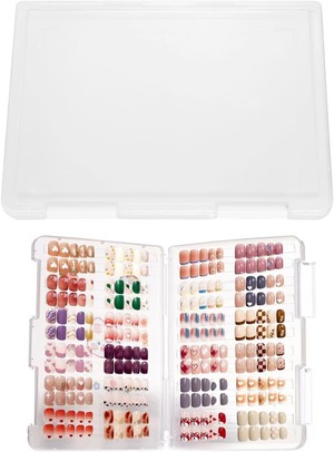 【数量限り】ネイル収納ケース ネイルチップ収納 ケース ネイルパーツ収納ボックス 防塵 展示 24組のネイルを収納でき 透明(粘着テープなし) 24x16.5x2cm