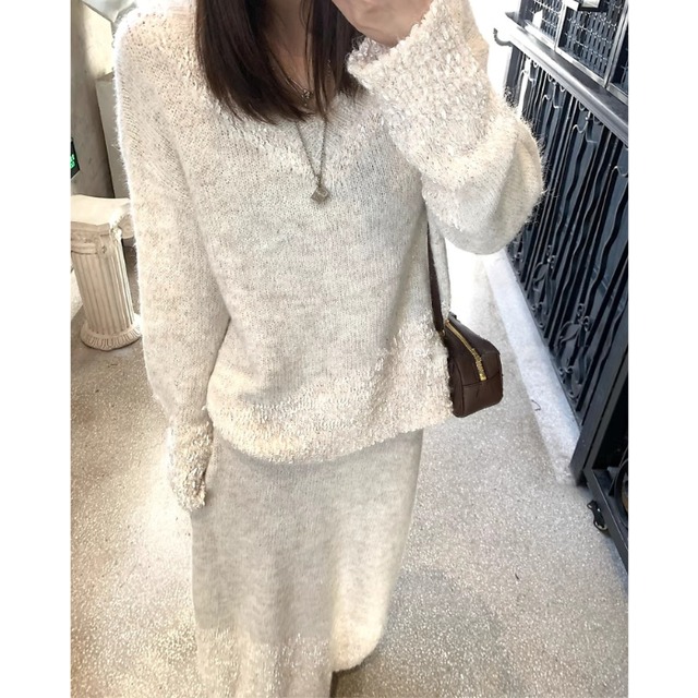 テクスチャートリムニットセットアップ［S-M］