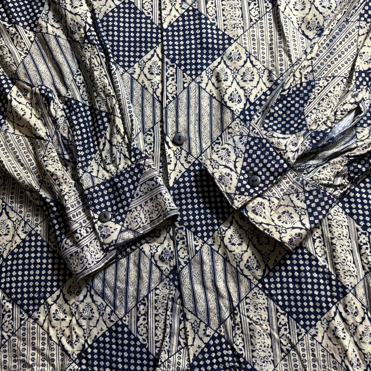 1990’s rayon L/S band collar shirt